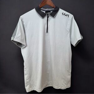 UYN Freemove Performance Polo Shirt Mens Size Large Grey Black Short Sleeve